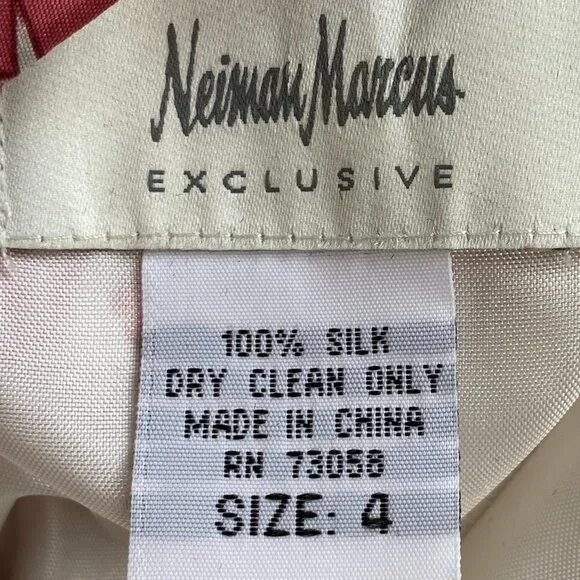 Neiman Marcus 100% Silk Indie Sheath Dress Embroidered Old Money Quiet Luxury